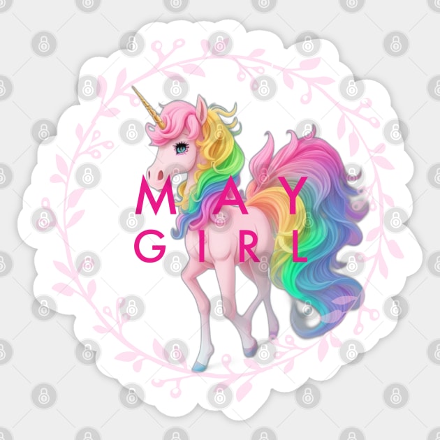 May girl unicorn Sticker by Aceplace Design